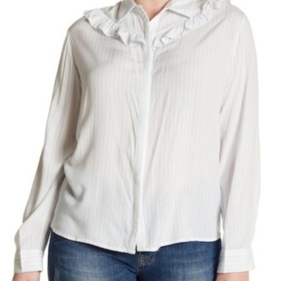Mello Day Plus Blue and White Striped Button Down - Picture 1 of 7